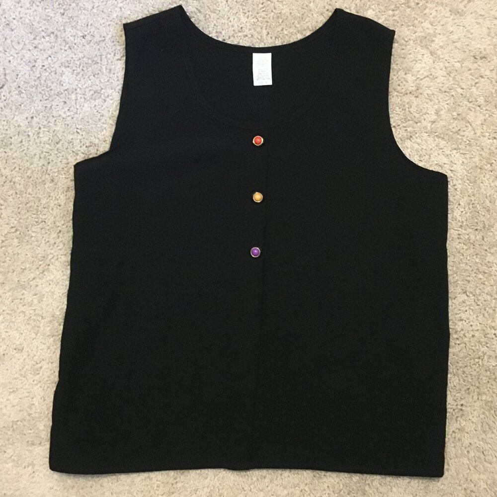 Best Connection Vintage 90s Rayon Sunset Button Tank XL Made in USA German - Picture 9 of 12